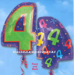 Zahl 4, Zahlenballon Geburtstag und Kindergeburtstag